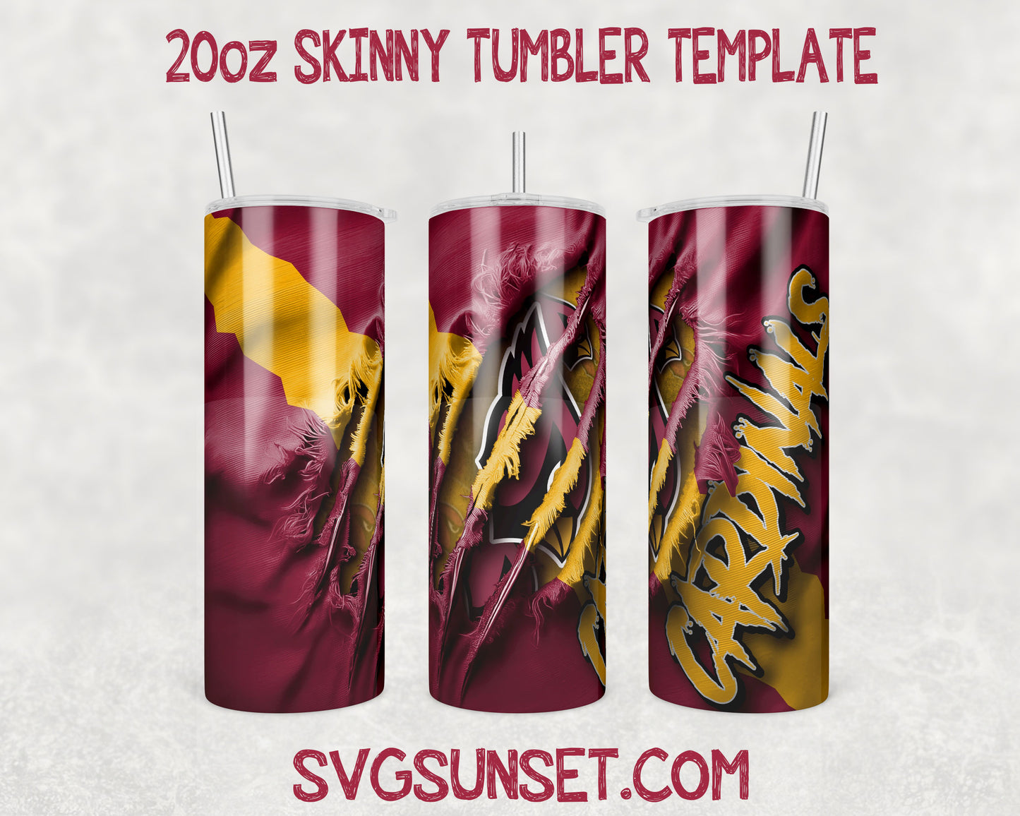 Arizona Cardinals Fabric Ripped Claw Tumbler Wrap PNG, Arizona Cardinals Tumbler Wrap - SvgSunset Designs