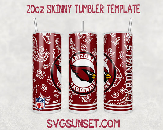 Arizona Cardinals Football Paisley Style Tumbler Wrap, Arizona Cardinals Tumbler Wrap