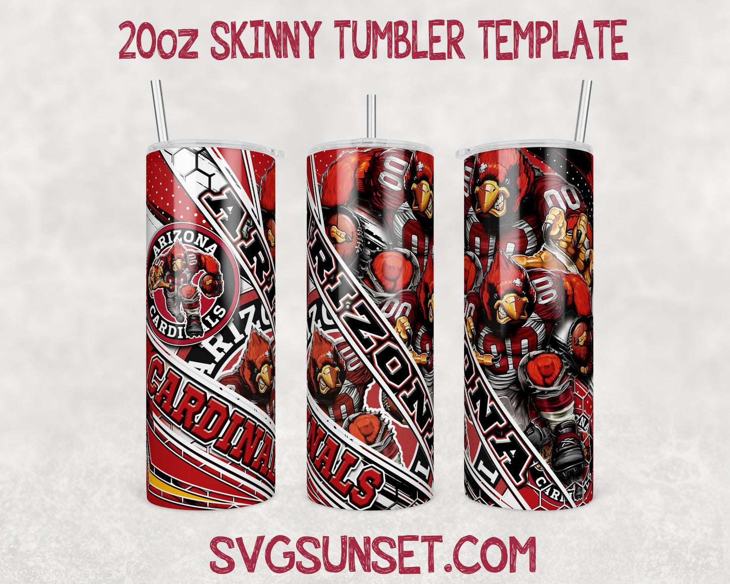 Arizona Cardinals Mascot Tumbler Wrap PNG, Arizona Cardinals Tumbler Wrap