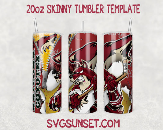 Arizona Coyotes Zipper Tumbler Wrap PNG, Arizona Coyotes Tumbler Wrap