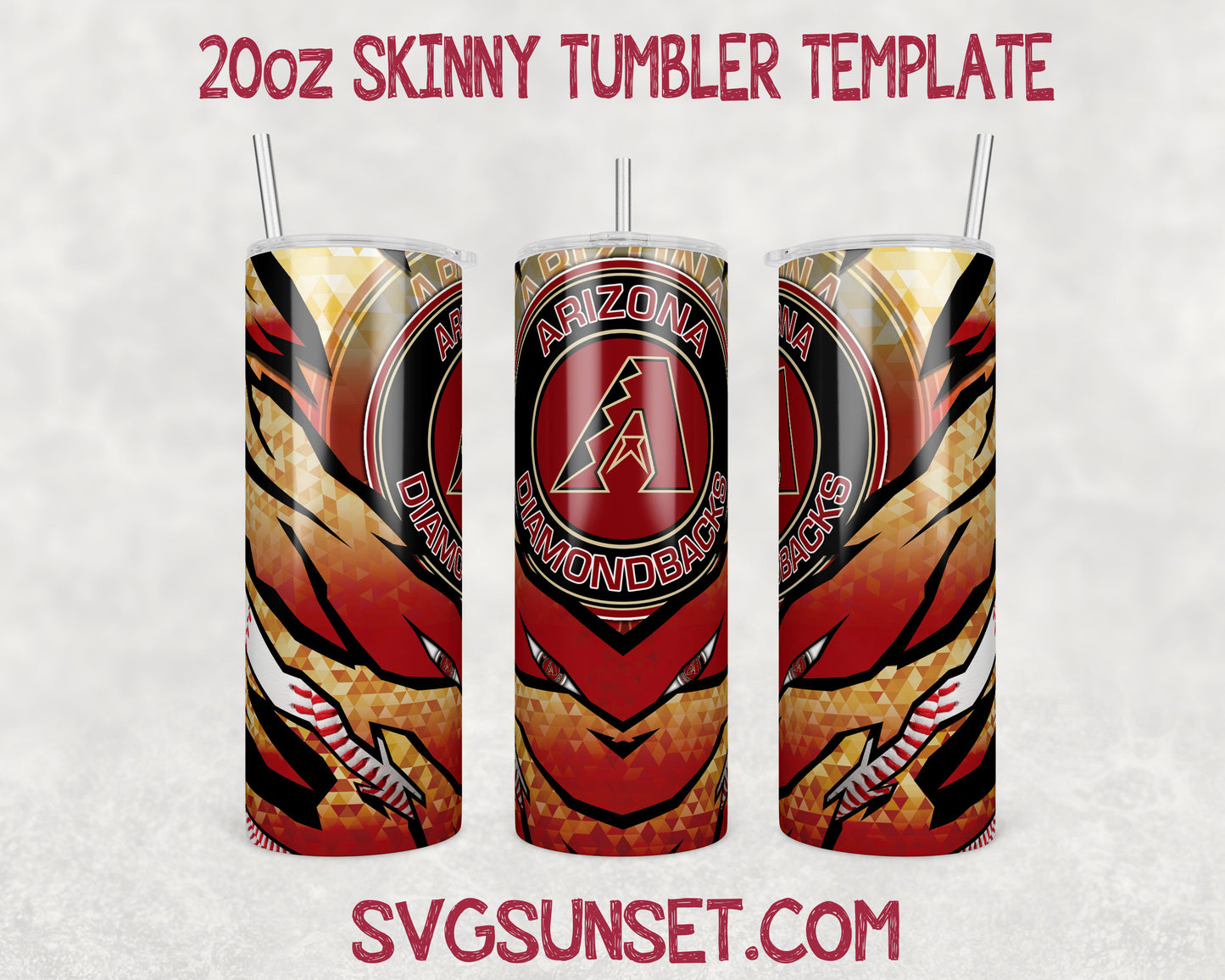 Arizona Diamondbacks Baseball 20oz Tumbler Wrap PNG, Arizona Diamondbacks Tumbler Wrap