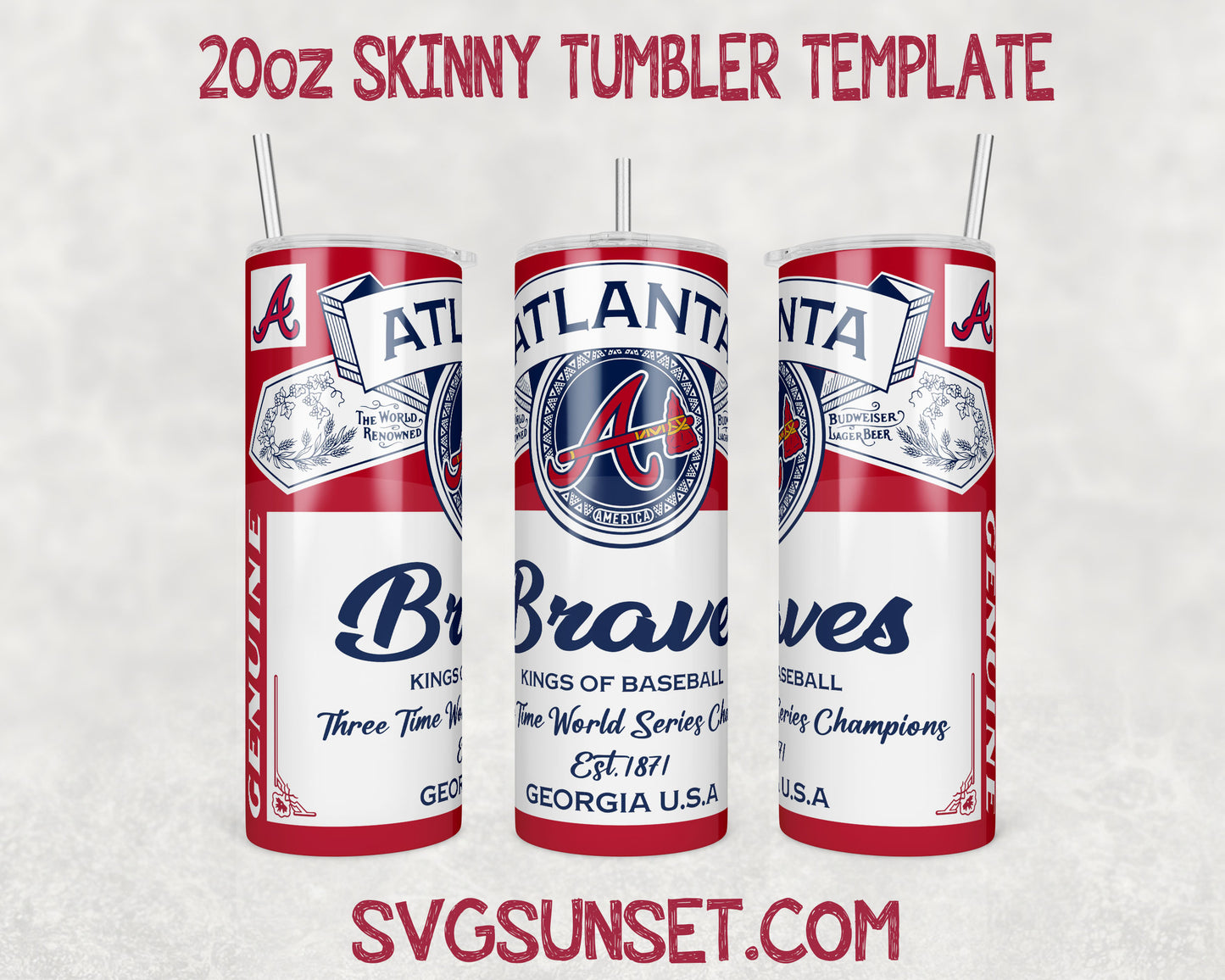 Atlanta Braves Budweiser Tumbler Wrap PNG, Atlanta Braves Tumbler Wrap