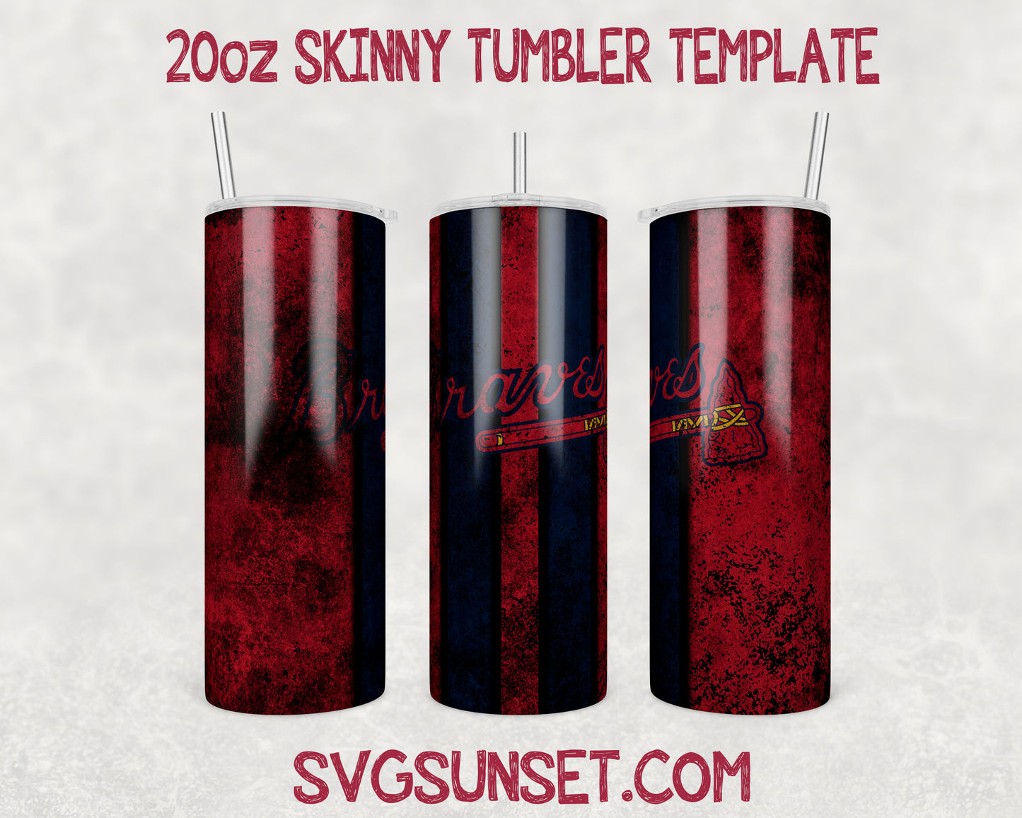 Atlanta Braves Grunge Tumbler Wrap PNG, Atlanta Braves Tumbler Wrap