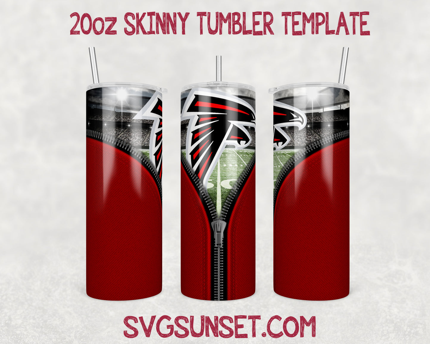 Atlanta Falcons Zipper Tumbler Wrap PNG, Atlanta Falcons Tumbler Wrap