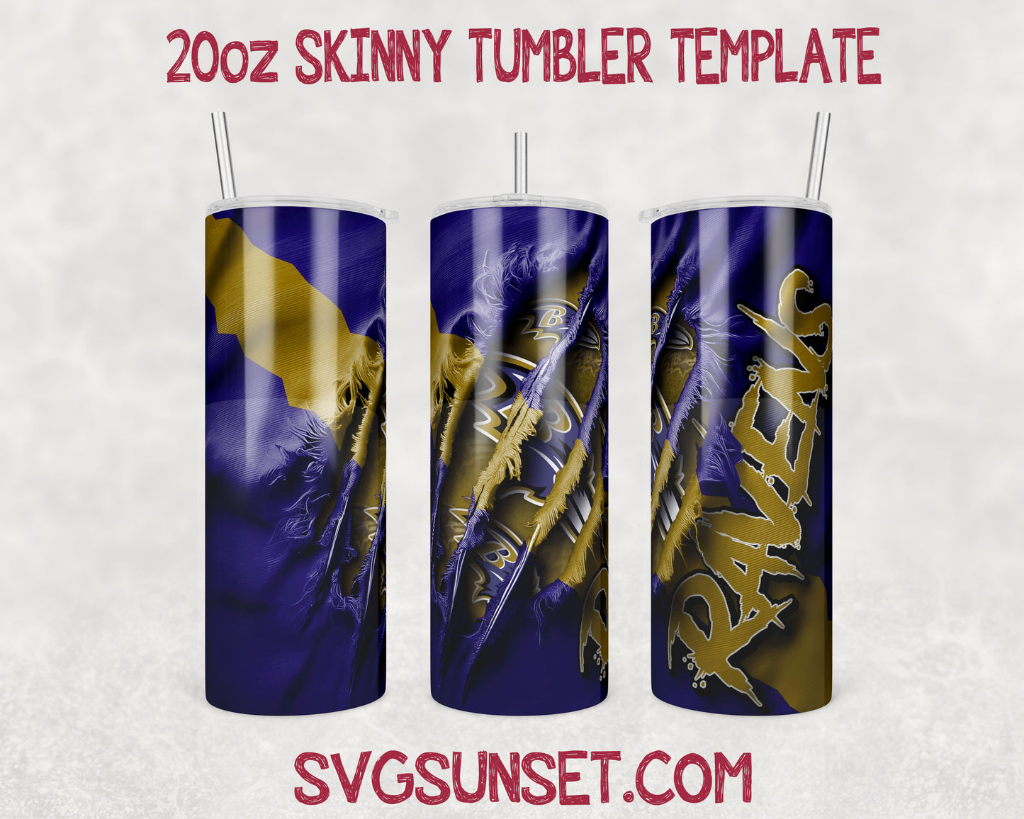 Baltimore Ravens Fabric Ripped Claw Tumbler Wrap Png, Baltimore Ravens Tumbler Wrap - SvgSunset Designs