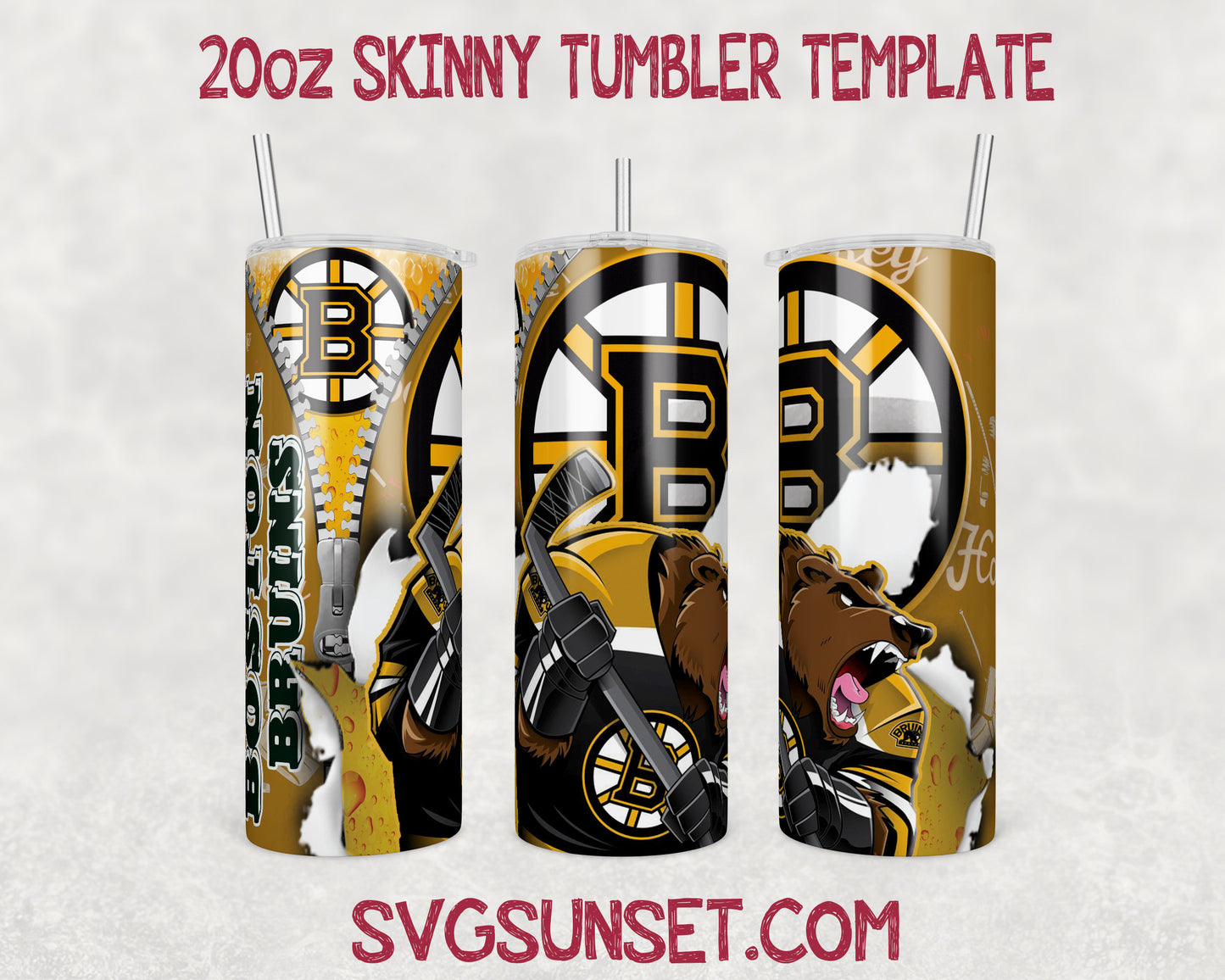 Boston Bruins Zipper Tumbler Wrap PNG, Boston Bruins Tumbler Wrap