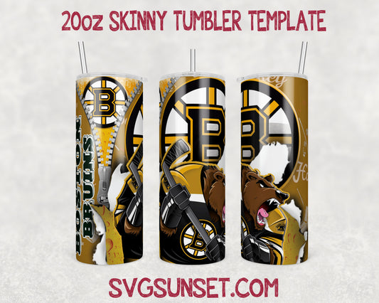 Boston Bruins Zipper Tumbler Wrap PNG, Boston Bruins Tumbler Wrap