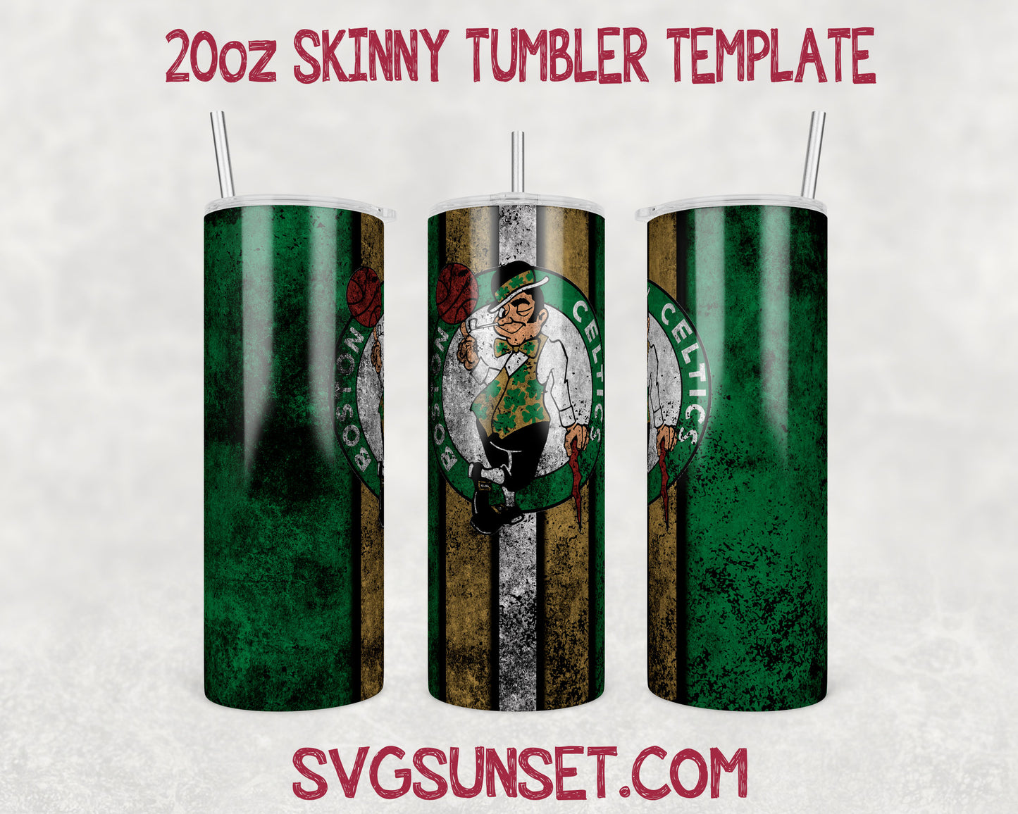 Boston Celtics Grunge Tumbler Wrap PNG, Boston Celtics Tumbler Wrap