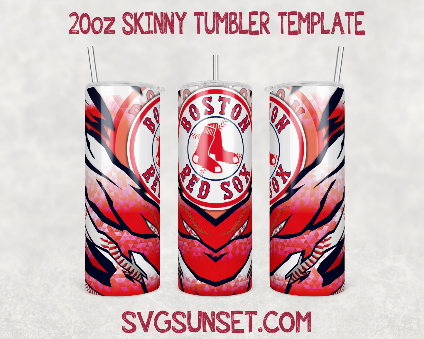 Boston Redsox Baseball 20oz Tumbler Wrap PNG, Boston Redsox Tumbler Wrap