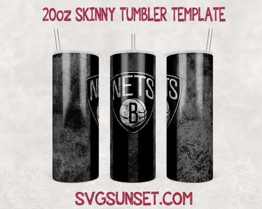 Brooklyn Nets Grunge Tumbler Wrap PNG, Brooklyn Nets Tumbler Wrap