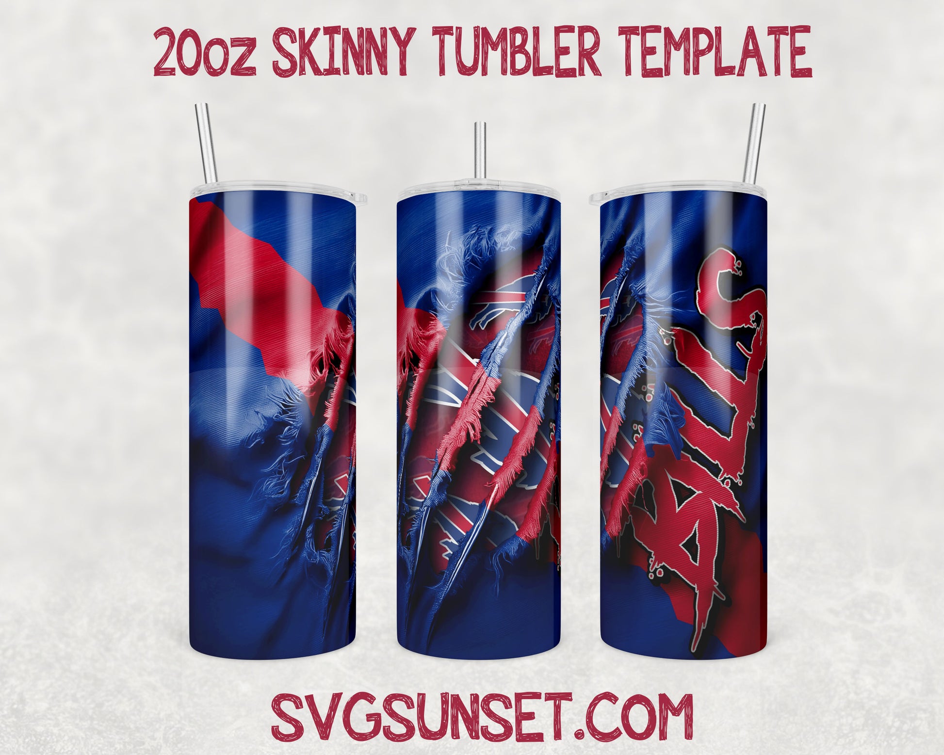 Buffalo Bills Fabric Ripped Claw Tumbler Wrap PNG, Buffalo Bills Tumbler Wrap - SvgSunset Designs