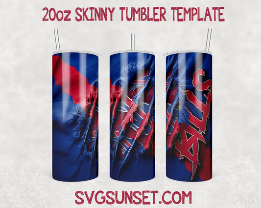 Buffalo Bills Fabric Ripped Claw Tumbler Wrap PNG, Buffalo Bills Tumbler Wrap - SvgSunset Designs