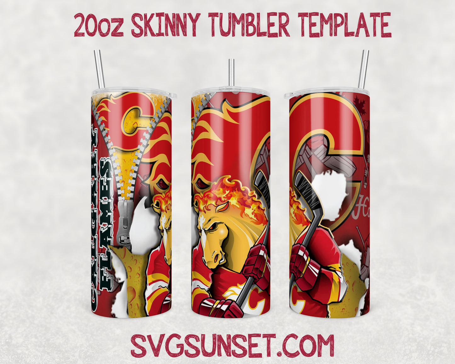 Calgary Flames Zipper Tumbler Wrap PNG, Calgary Flames Tumbler Wrap