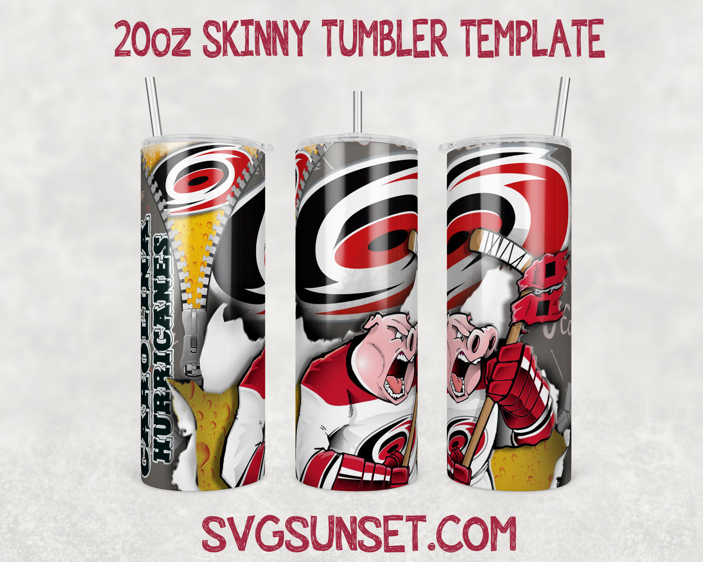 Carolina Hurricanes Zipper Tumbler Wrap PNG, Carolina Hurricanes Tumbler Wrap