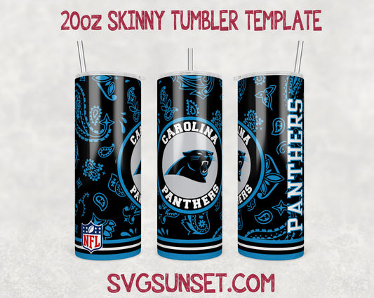 Carolina Panthers Football Paisley Style Tumbler Wrap PNG, Carolina Panthers Tumbler Wrap