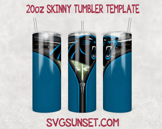 Carolina Panthers Zipper Tumbler Wrap PNG, Carolina Panthers Tumbler Wrap