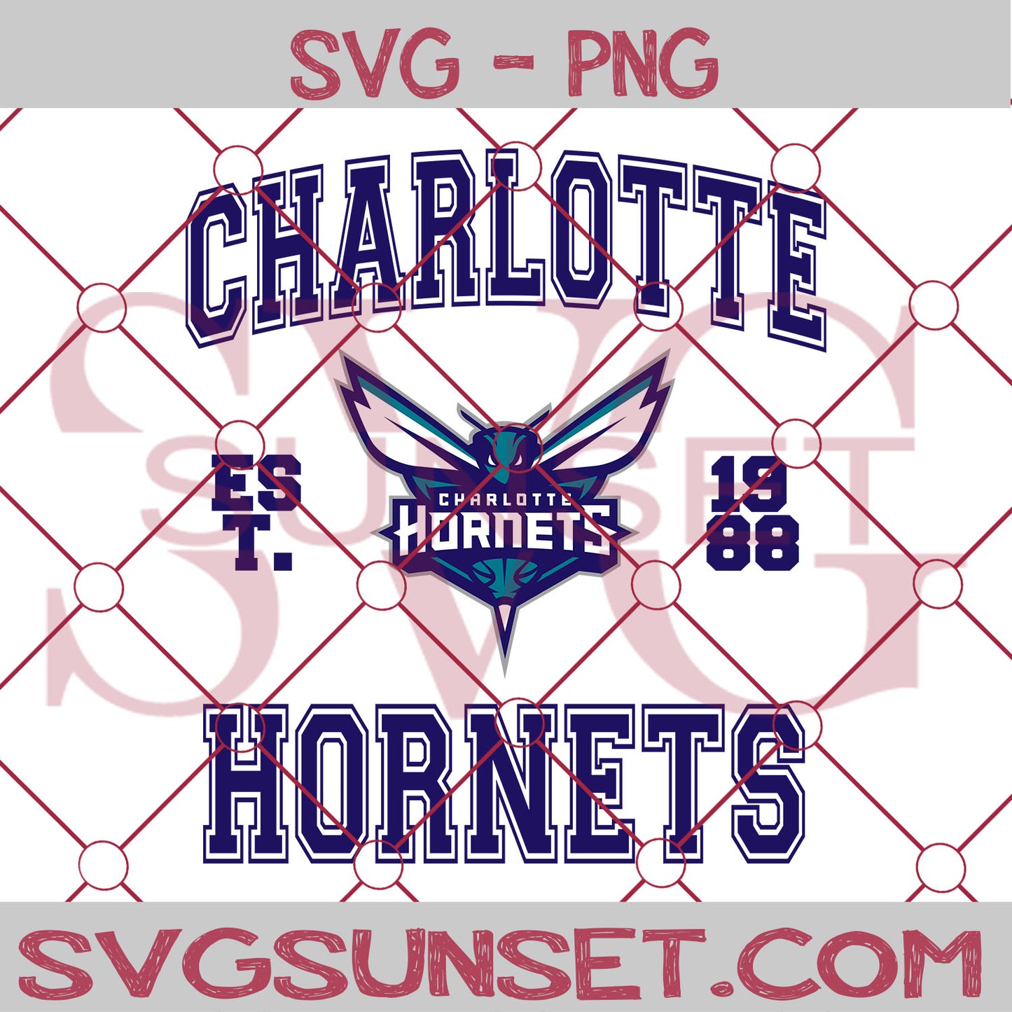 Charlotte Hornets est. 1988 SVG PNG, Charlotte Hornets SVG