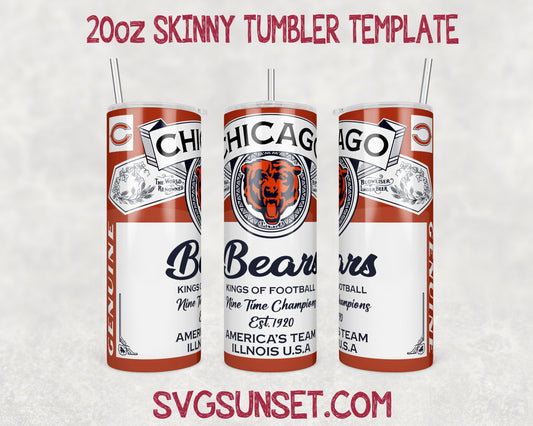 Chicago Bears Budweiser Tumbler Wrap PNG, Chicago Bears Tumbler Wrap