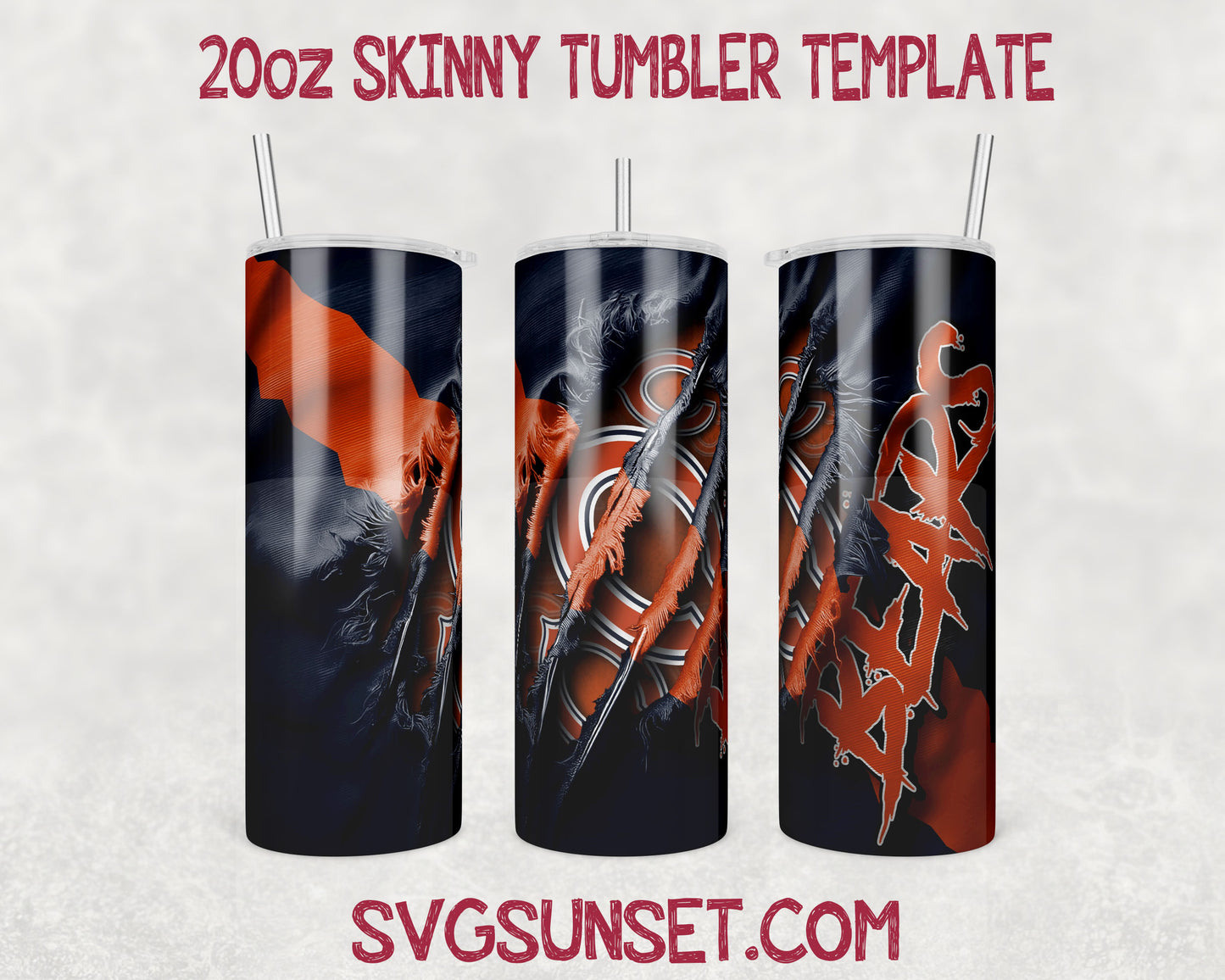 Chicago Bears Fabric Ripped Claw Tumbler Wrap PNG, Chicago Bears Tumbler Wrap