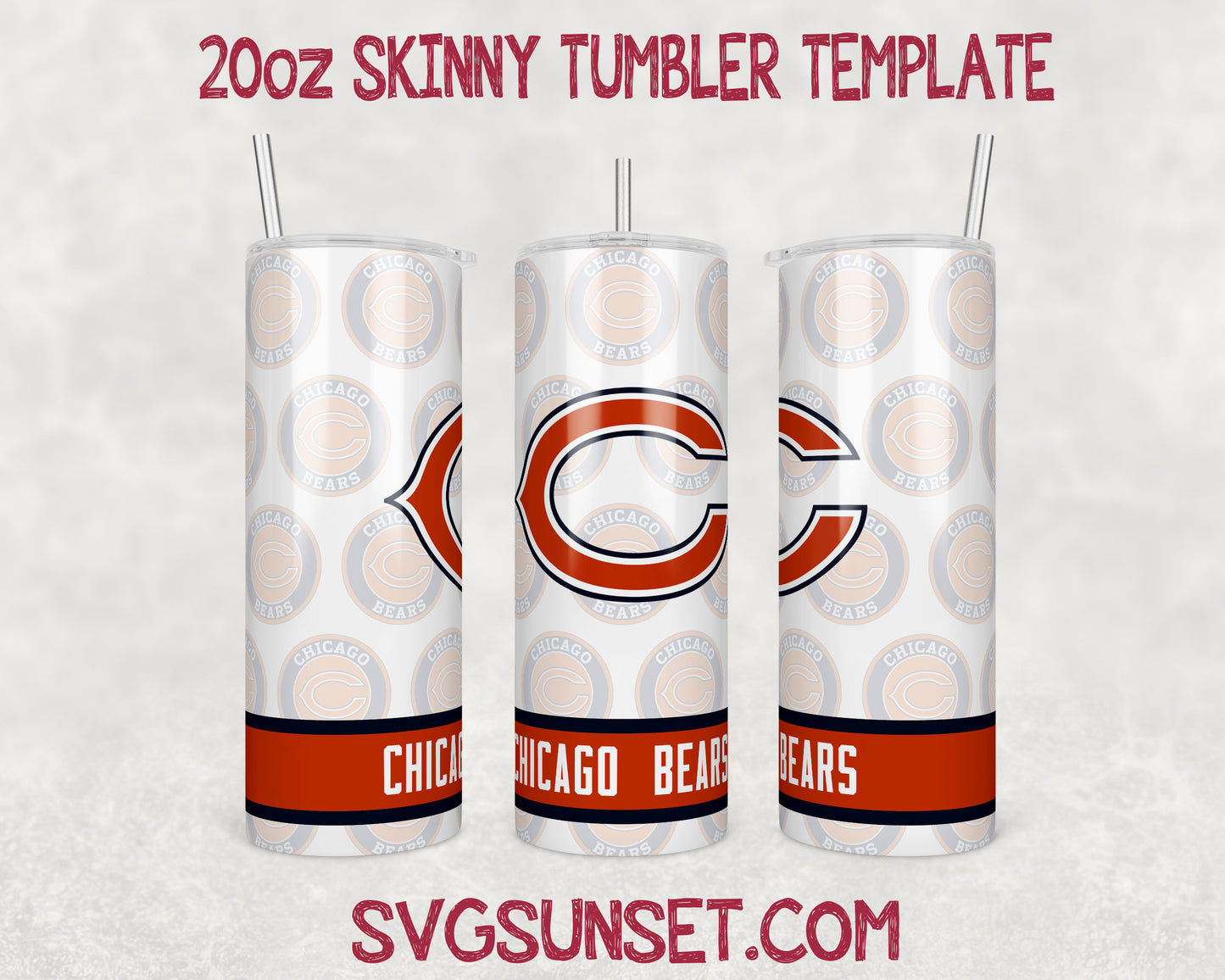 Chicago Bears Football Tumbler Wrap PNG, Chicago Bears Tumbler Wrap