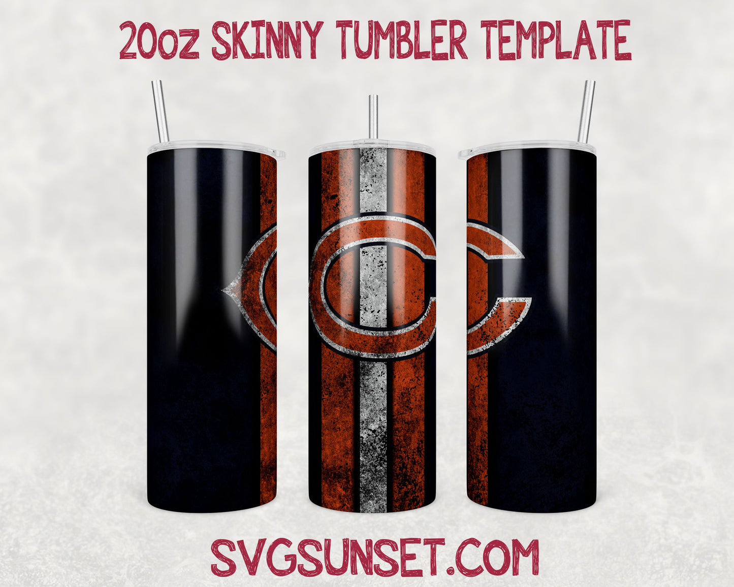 Chicago Bears Grunge Tumbler Wrap PNG, Chicago Bears Tumbler Wrap