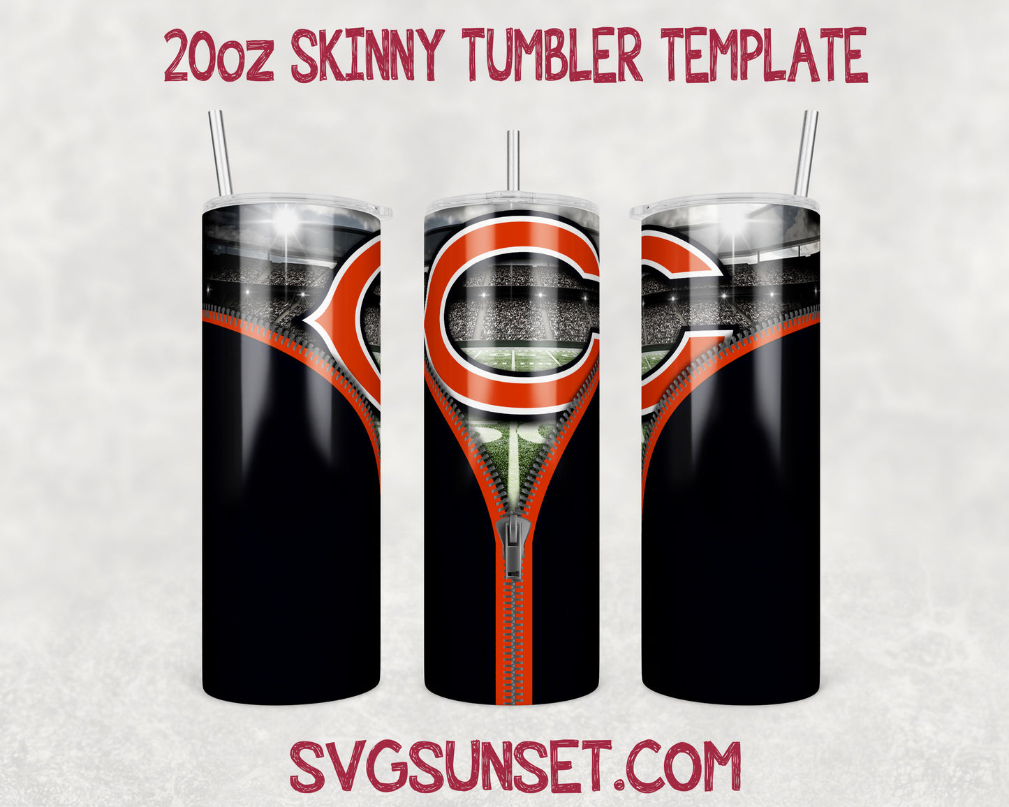 Chicago Bears Zipper Tumbler Wrap PNG, Chicago Bears Tumbler Wrap