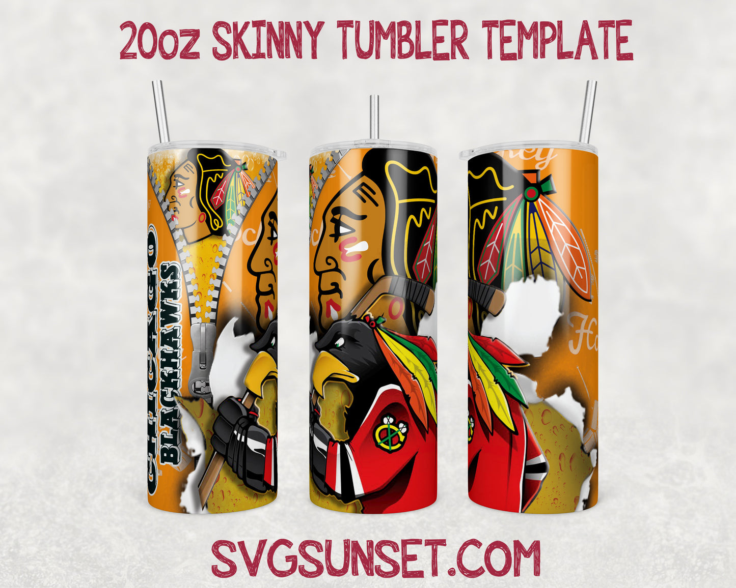 Chicago Blackhawks Zipper Tumbler Wrap PNG, Chicago Blackhawks Tumbler Wrap