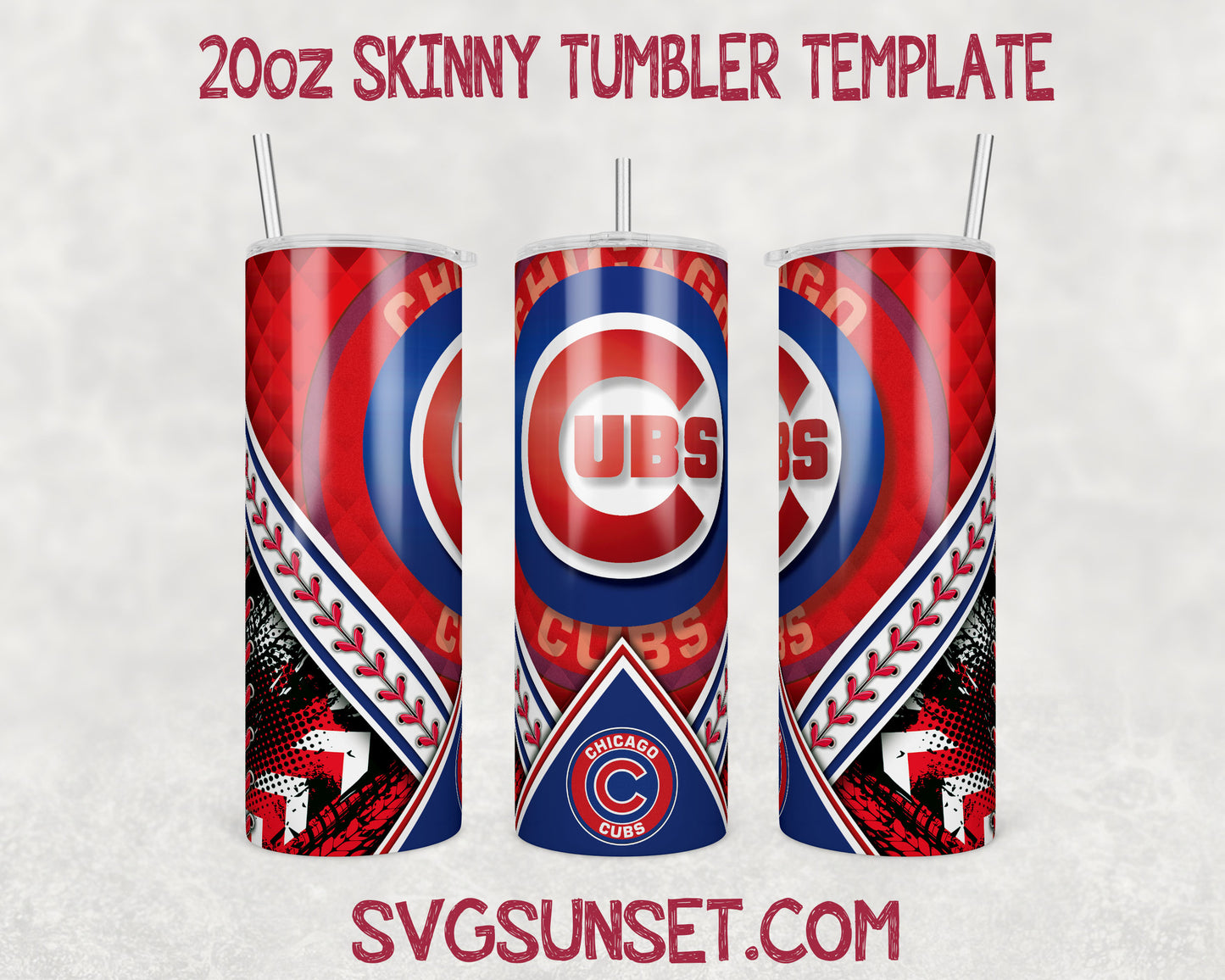 Chicago Cubs 20oz Tumbler Wrap PNG, Chicago Cubs Tumbler Wrap