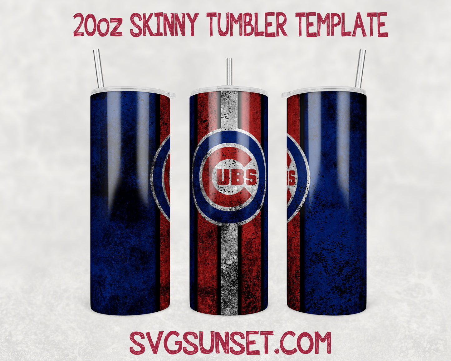 Chicago Cubs Grunge Tumbler Wrap PNG, Chicago Cubs Tumbler Wrap