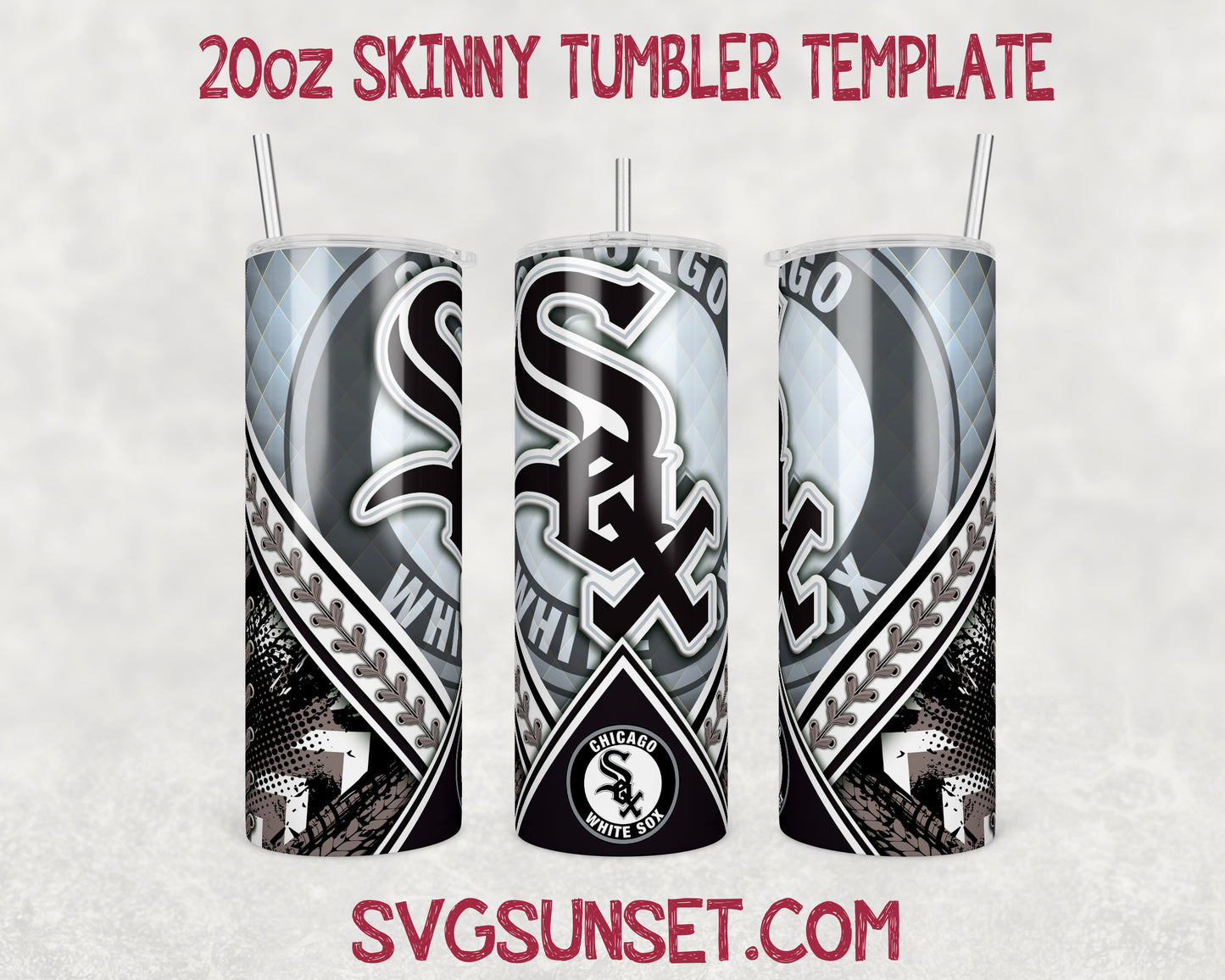 Chicago White Sox 20oz Tumbler Wrap PNG, Chicago White Sox Tumbler Wrap