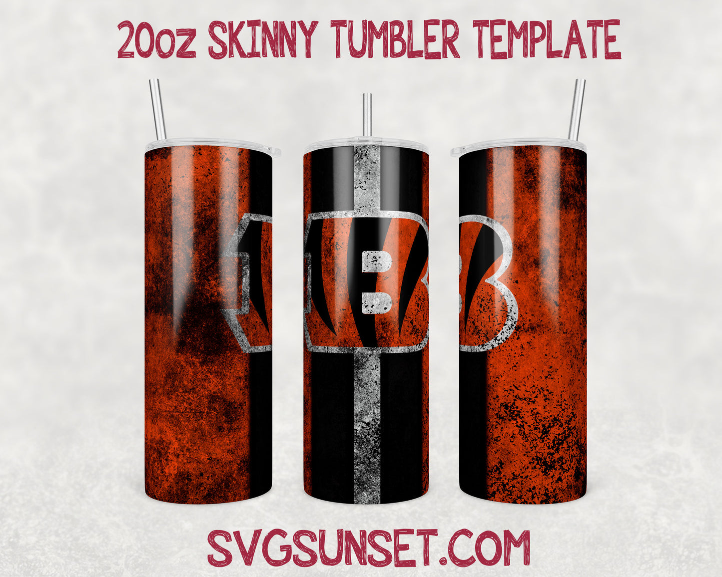 Cincinnati Bengals Grunge Tumbler Wrap PNG, Cincinnati Bengals Tumbler Wrap