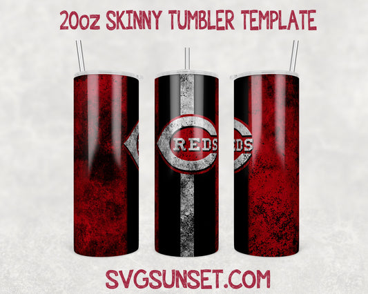 Cincinnati Reds Grunge Tumbler Wrap PNG, Cincinnati Reds Tumbler Wrap