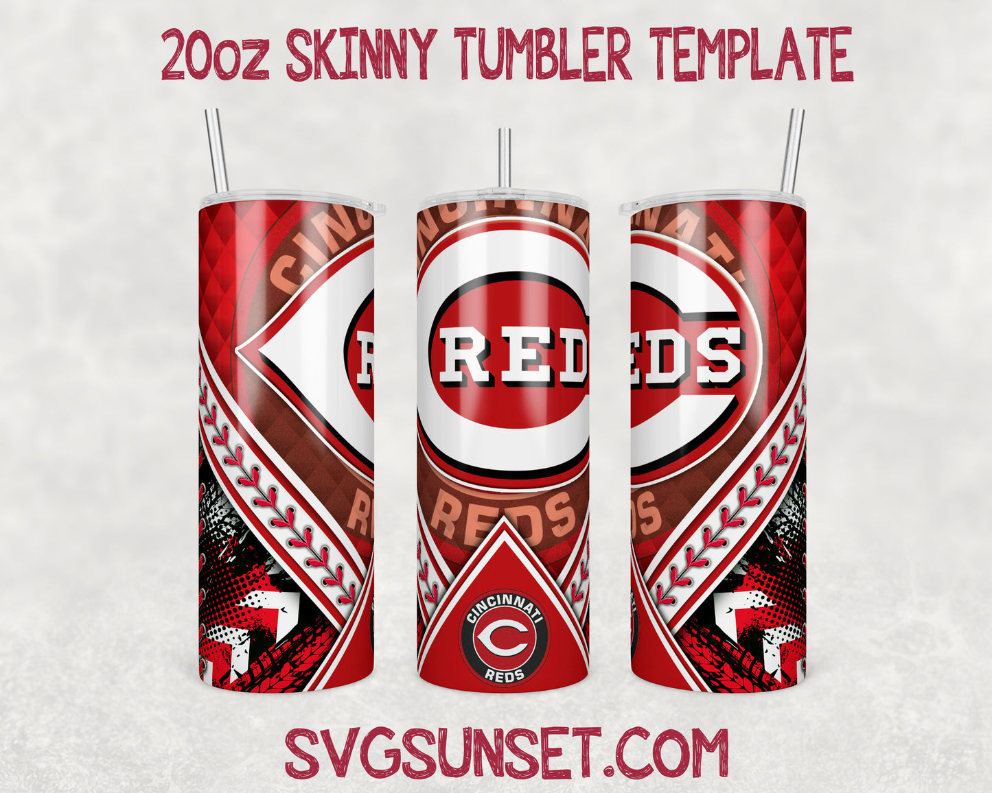 Cincinnati reds 20oz Tumbler Wrap PNG, Cincinnati reds Tumbler Wrap