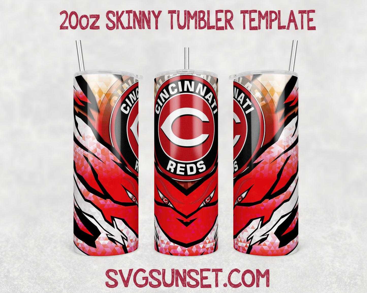 Cincinnati reds Baseball 20oz Tumbler Wrap PNG, Cincinnati reds Tumbler Wrap