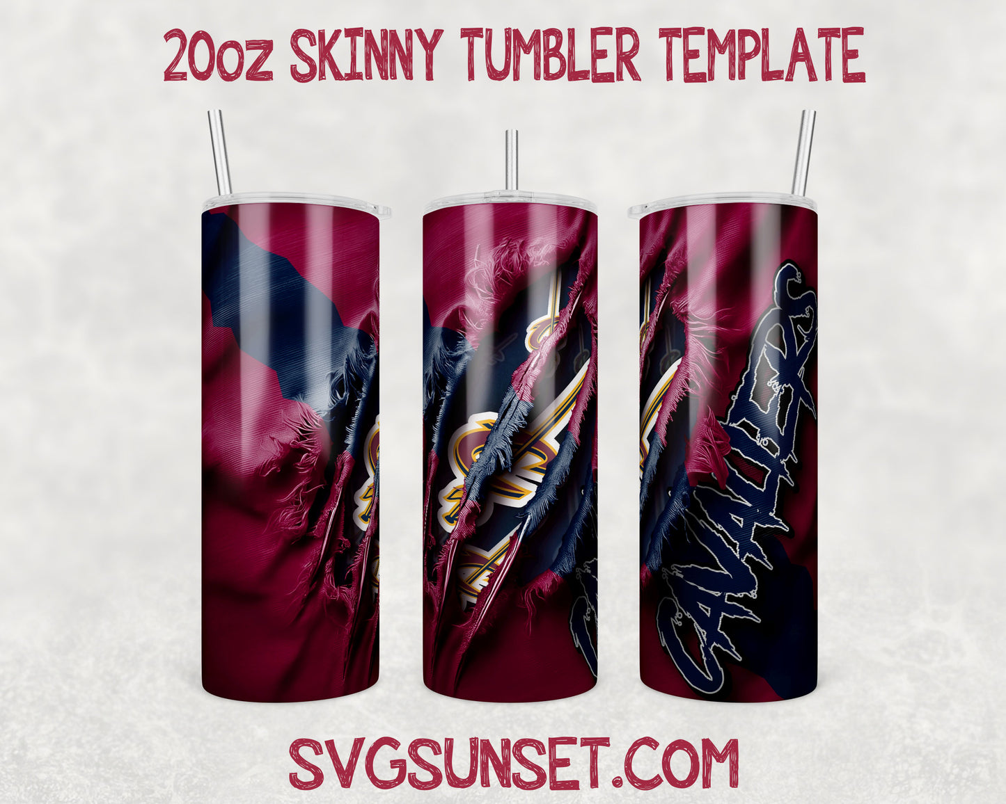 Cleveland Cavaliers Fabric Claw Ripped Tumbler Wrap PNG, Cleveland Cavaliers Tumbler Wrap