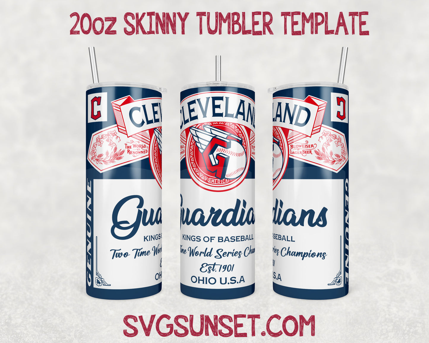 Cleveland Guardians Budweiser Tumbler Wrap PNG, Cleveland Guardians Tumbler Wrap