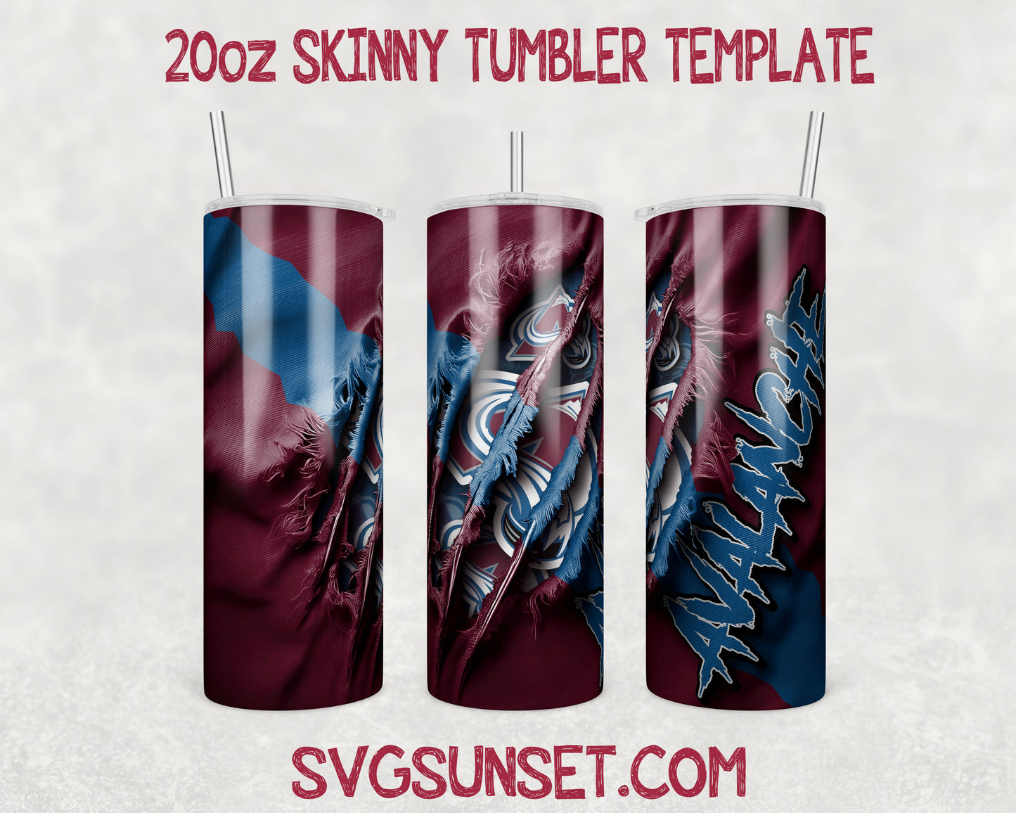 Colorado Avalanche Fabric Claw Ripped Tumbler Wrap PNG, Colorado Avalanche Tumbler Wrap