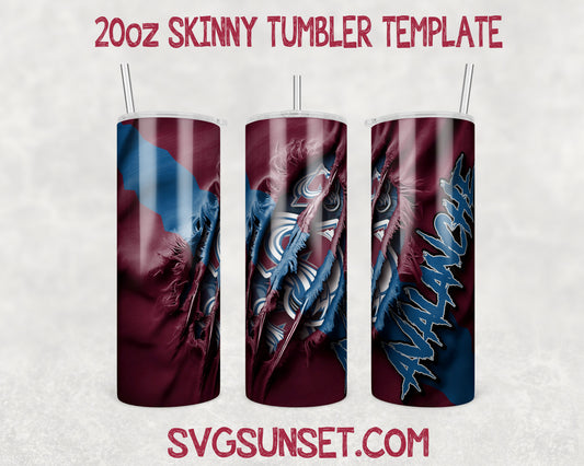 Colorado Avalanche Fabric Claw Ripped Tumbler Wrap PNG, Colorado Avalanche Tumbler Wrap