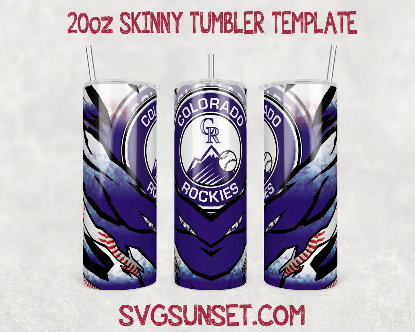 Colorado Rockies Baseball 20oz Tumbler Wrap PNG, Colorado Rockies Tumbler Wrap