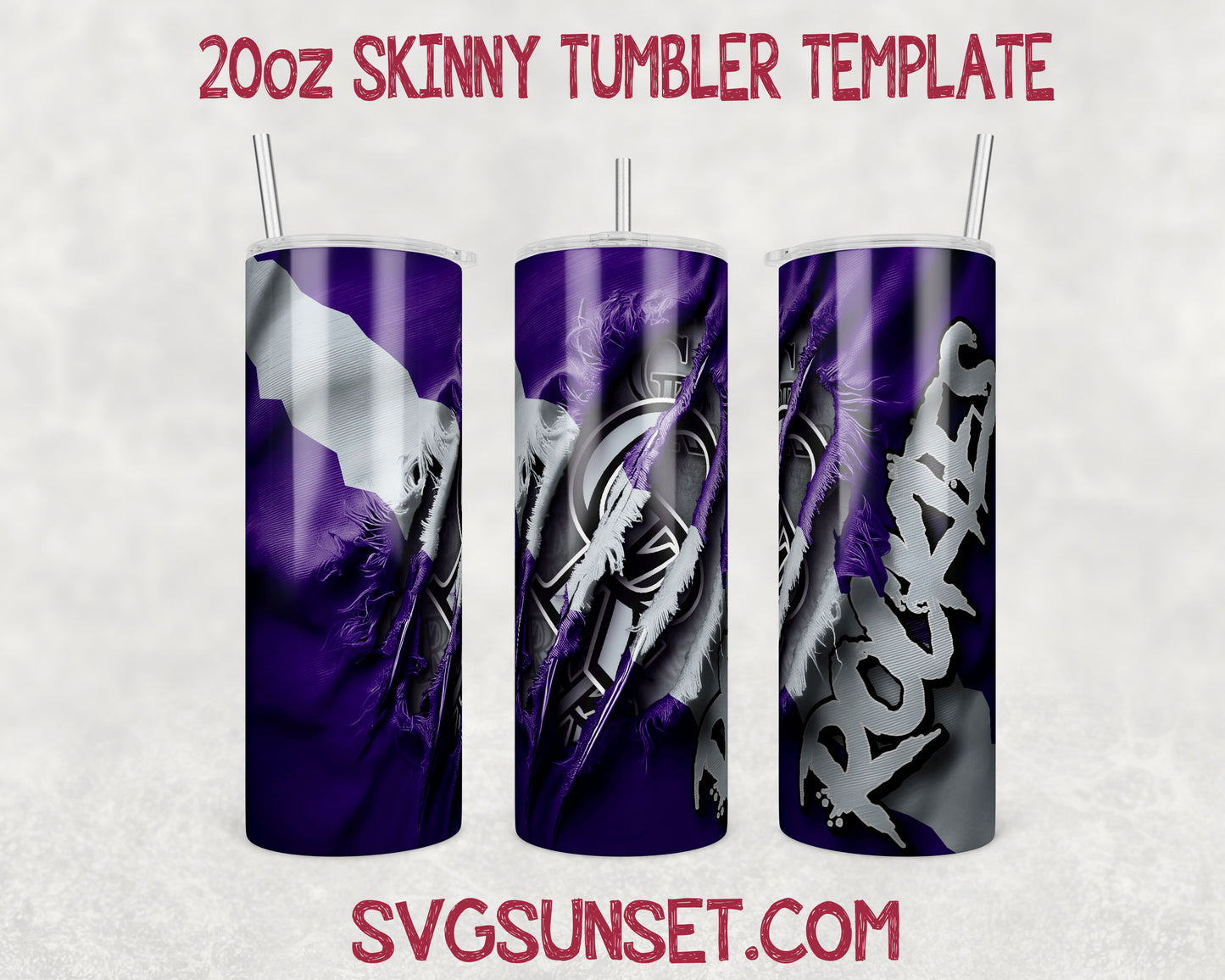 Colorado Rockies Fabric Claw Ripped Tumbler Wrap PNG, Colorado Rockies Tumbler Wrap