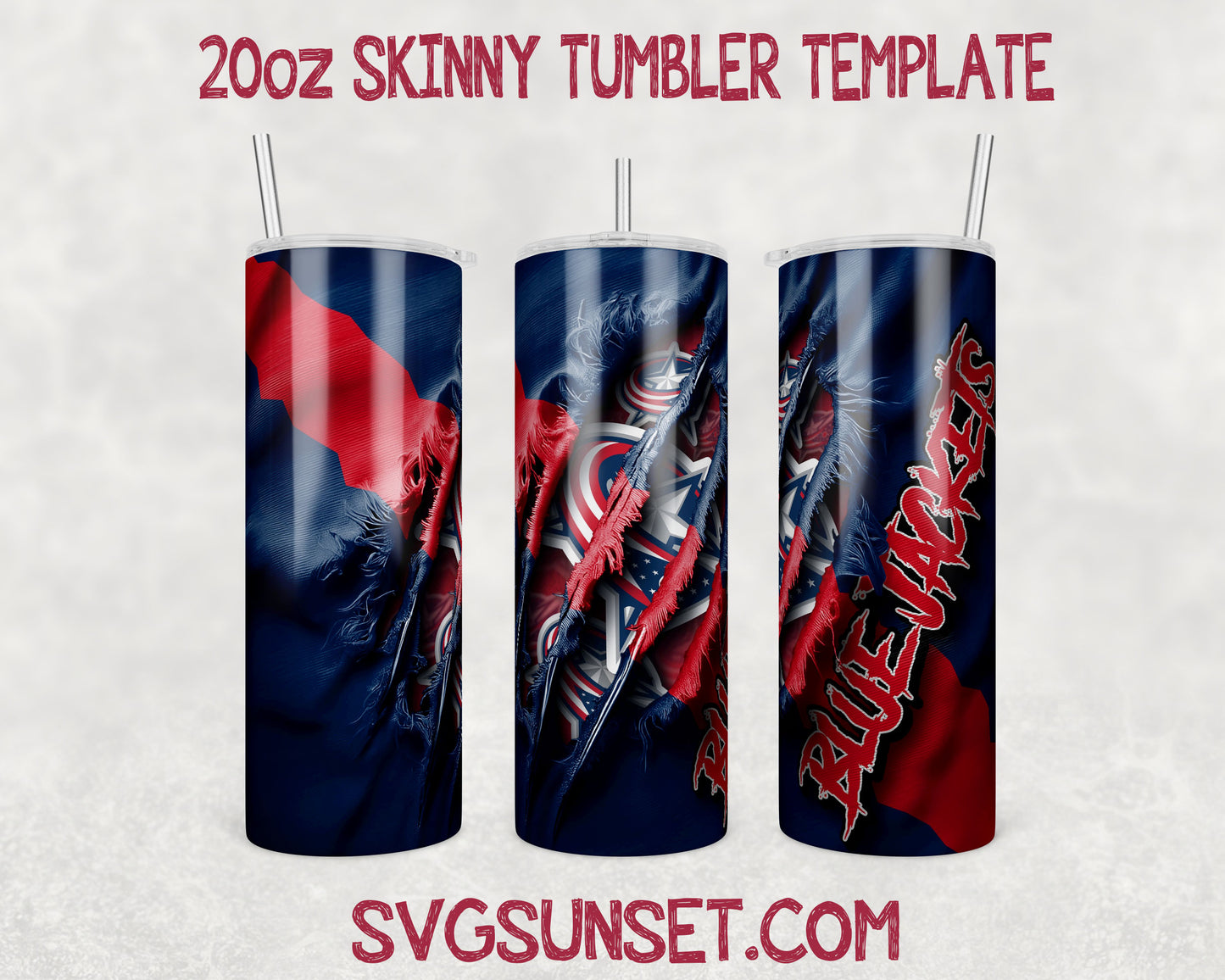 Columbus Blue Jackets Fabric Claw Ripped Tumbler Wrap PNG, Columbus Blue Jackets Tumbler Wrap