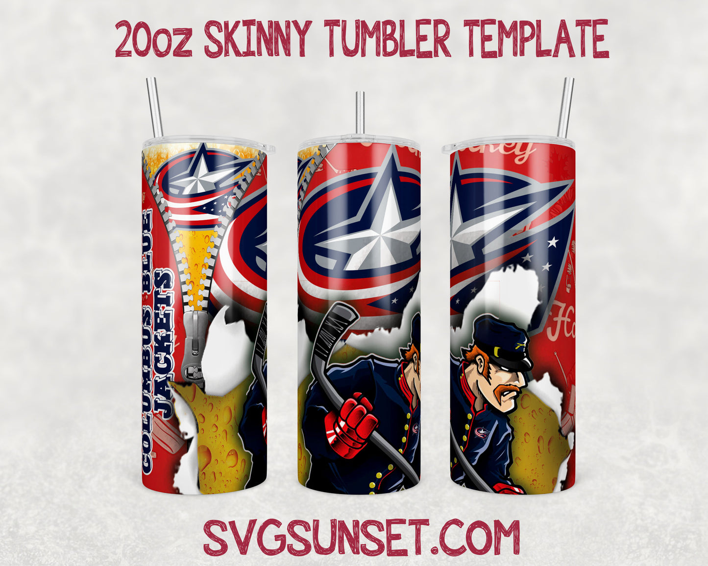 Columbus Blue Jackets Zipper Tumbler Wrap PNG, Columbus Blue Jackets Tumbler Wrap