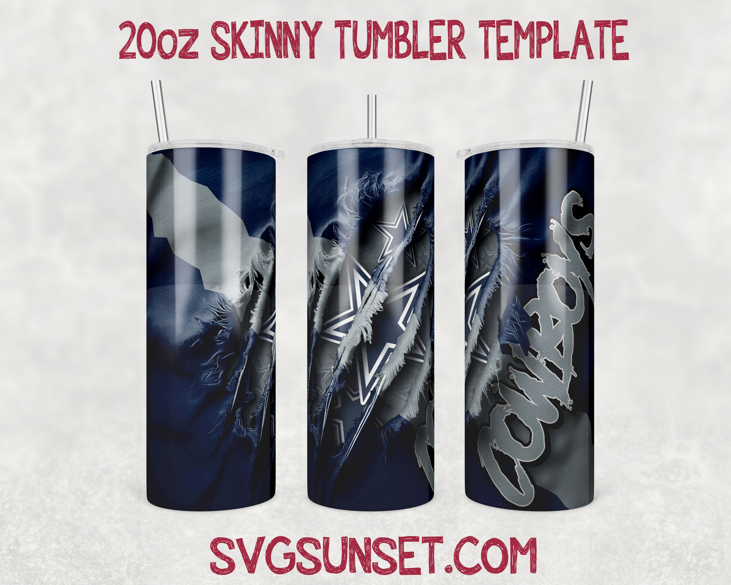 Dallas Cowboys Fabric Ripped Claw Tumbler Wrap PNG, Dallas Cowboys Tumbler Wrap