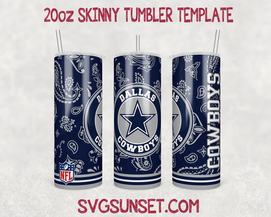 Dallas Cowboys Football Paisley Style Tumbler Wrap PNG, Dallas Cowboys Tumbler Wrap