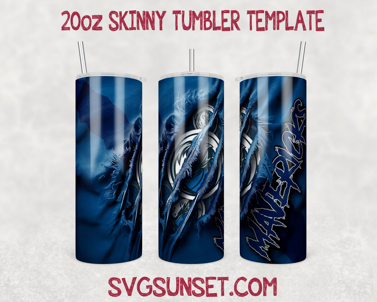 Dallas Mavericks Fabric Claw Ripped Tumbler Wrap PNG, Dallas Mavericks Tumbler Wrap