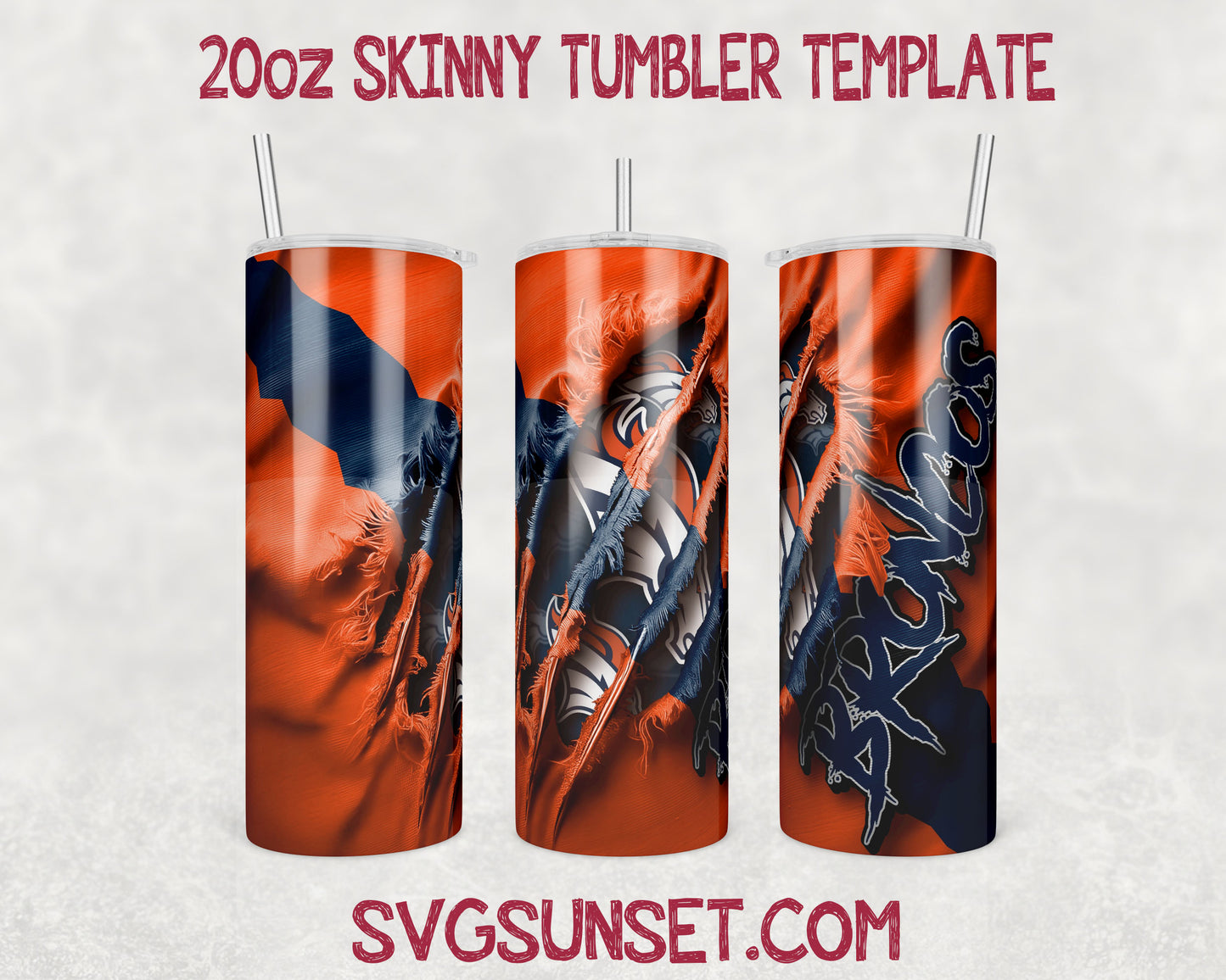 Denver Broncos Fabric Ripped Claw Tumbler Wrap PNG, Denver Broncos Tumbler Wrap