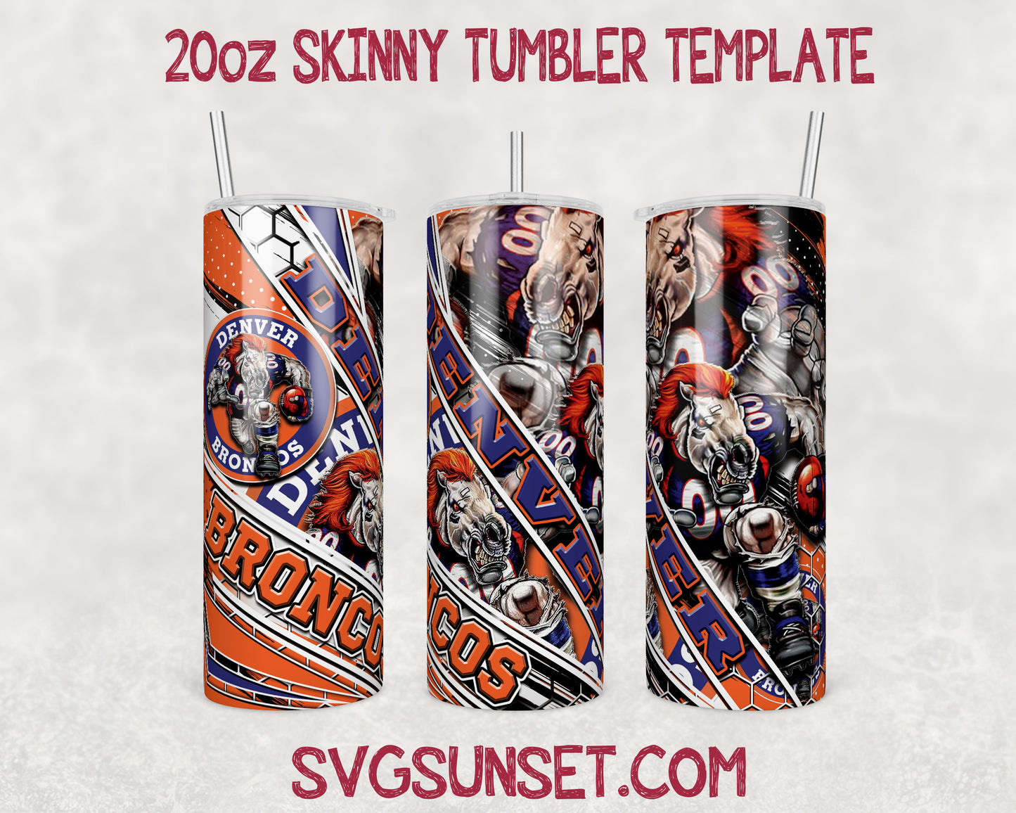 Denver Broncos Mascot Tumbler Wrap PNG, Denver Broncos Tumbler Wrap