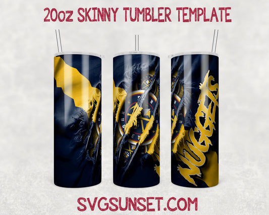 Denver Nuggets Fabric Claw Ripped Tumbler Wrap PNG, Denver Nuggets Tumbler Wrap