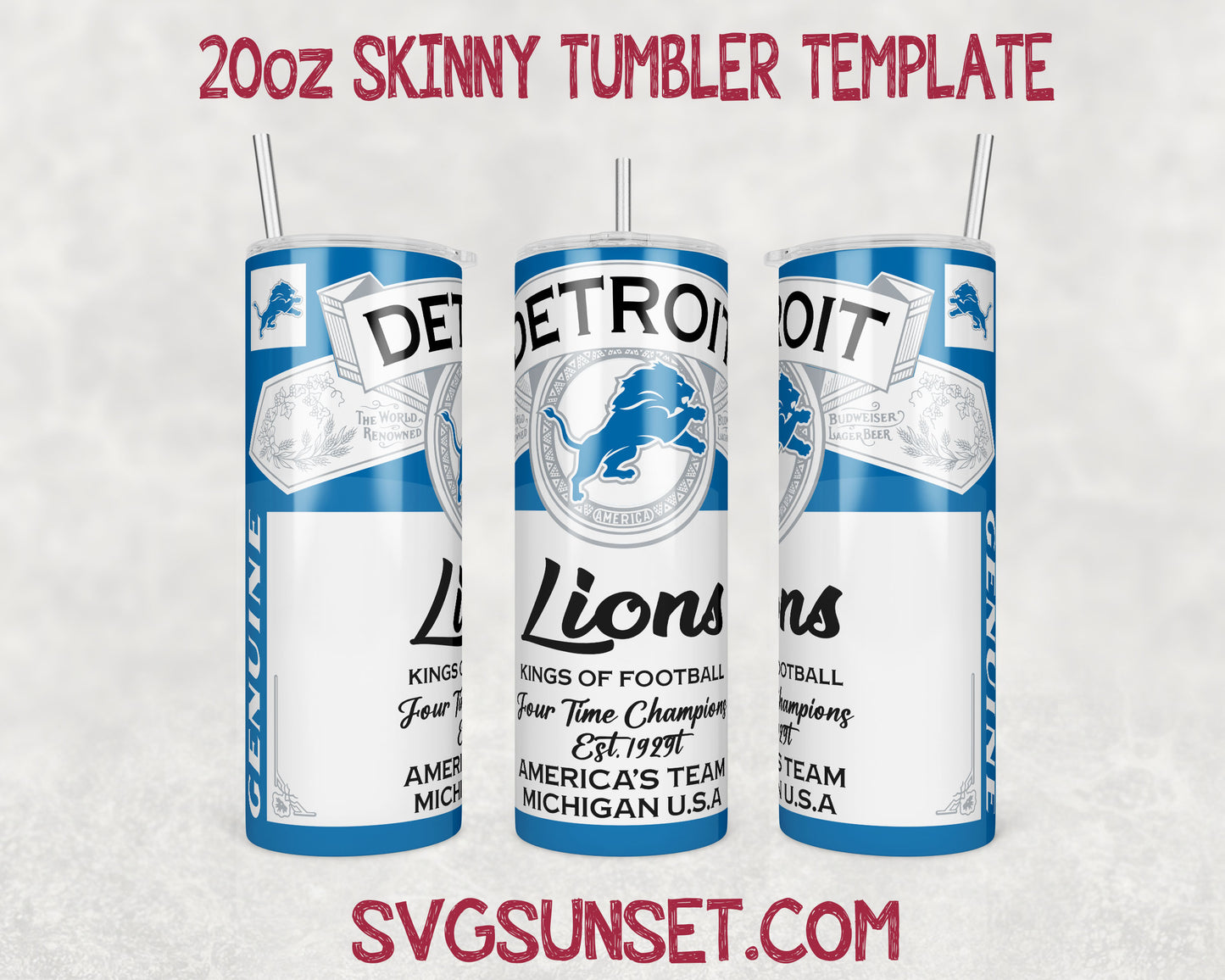 Detroit Lions Budweiser Tumbler Wrap PNG, Detroit Lions Tumbler Wrap