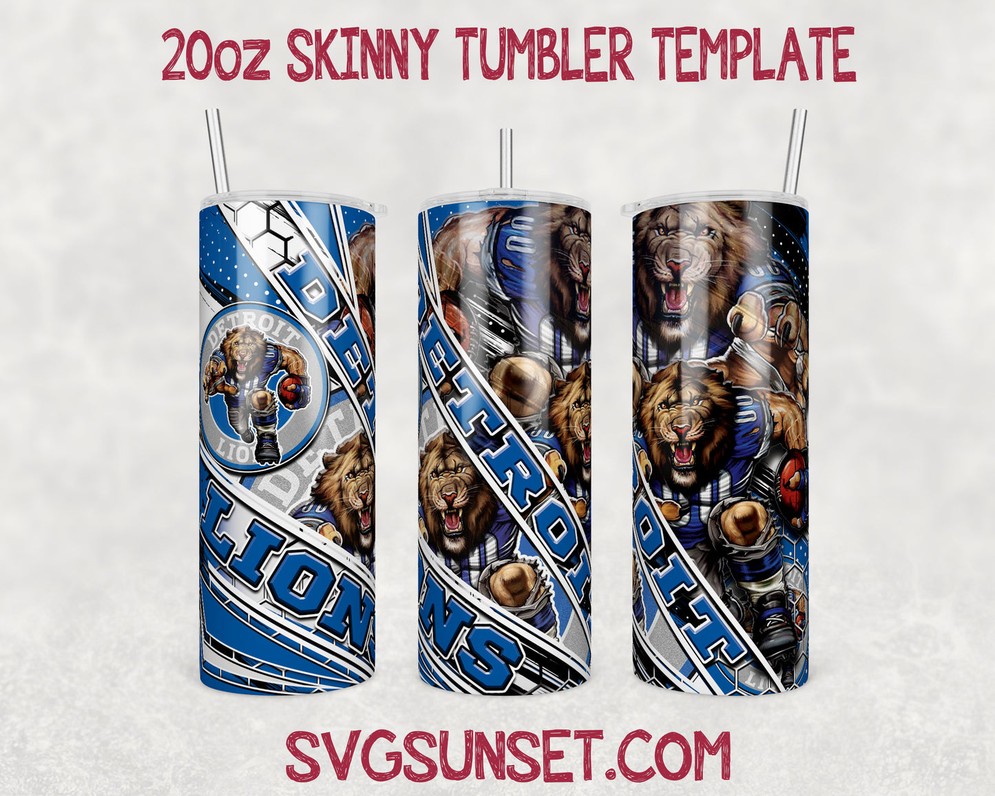 Detroit Lions Mascot Tumbler Wrap PNG, Detroit Lions Tumbler Wrap